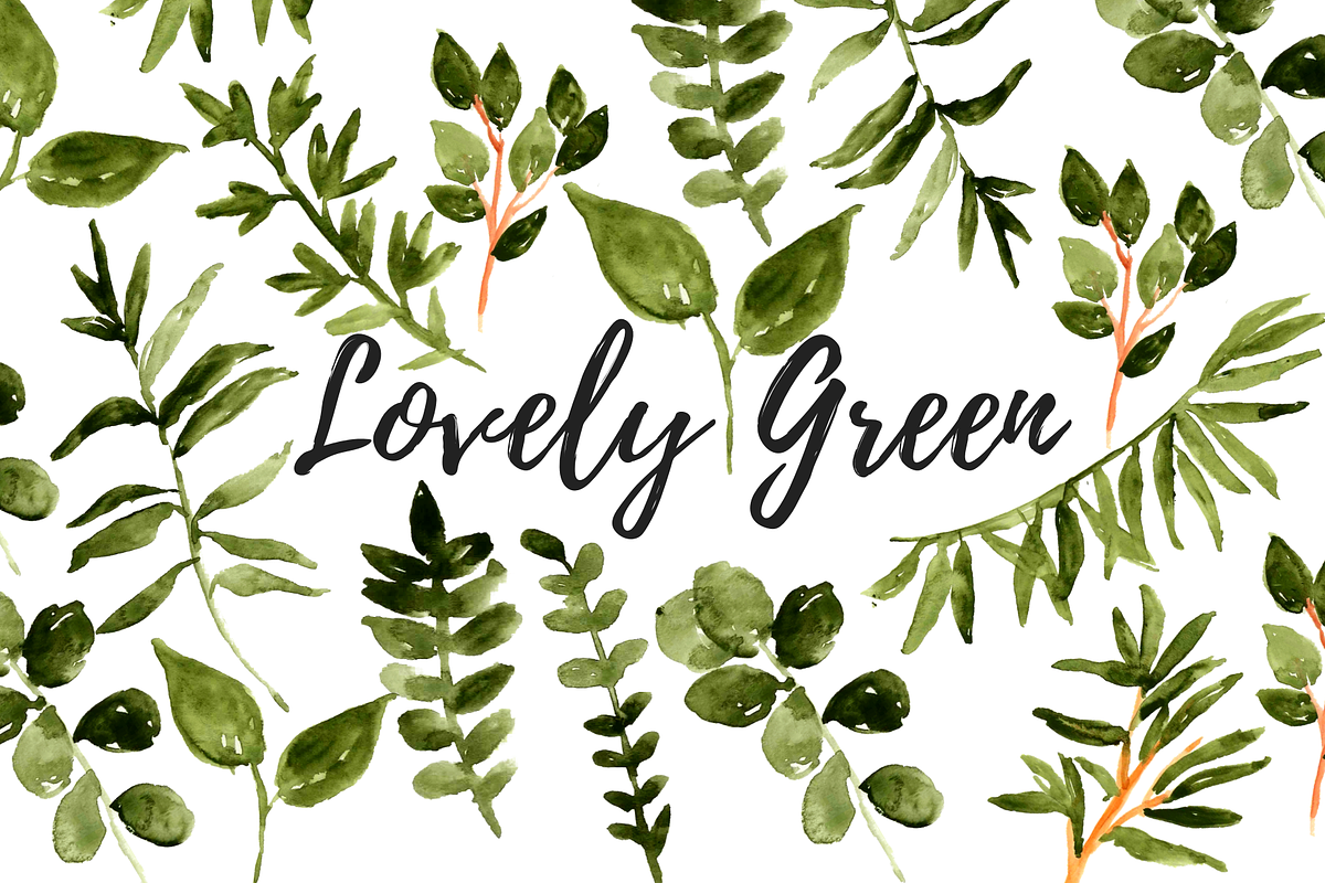 Watercolor greenery floral clipart in Illustrations - product preview 8