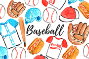 Watercolor baseball sports clipart