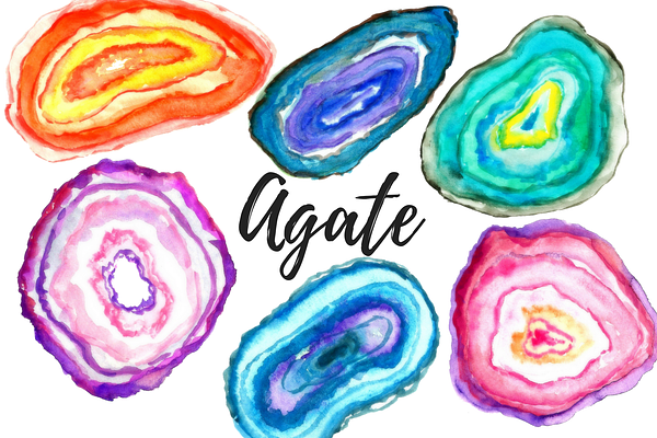 Watercolor agate mineral clipart