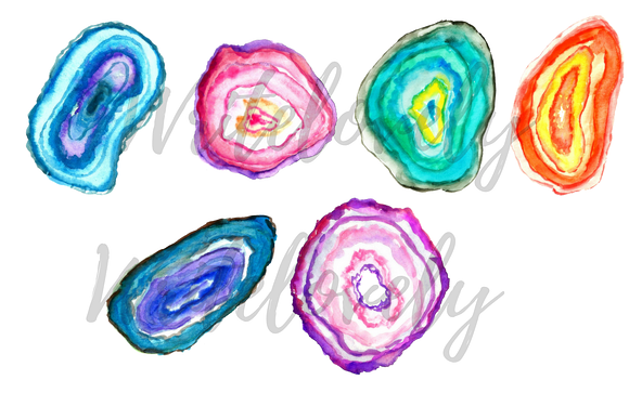 Watercolor agate mineral clipart in Illustrations - product preview 1