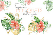 24 Tropical bouquets watercolor
