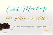 Card Mockup with Glitter Confetti
