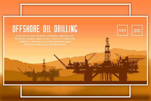 Offshore oil rigs in the sea. Vector in Illustrations - product preview 1