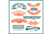 Motorcycle vector set with vintage