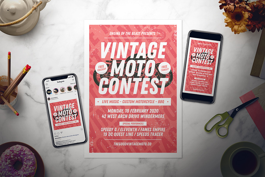 Retro Motorcycle Flyer Set in Flyer Templates - product preview 8