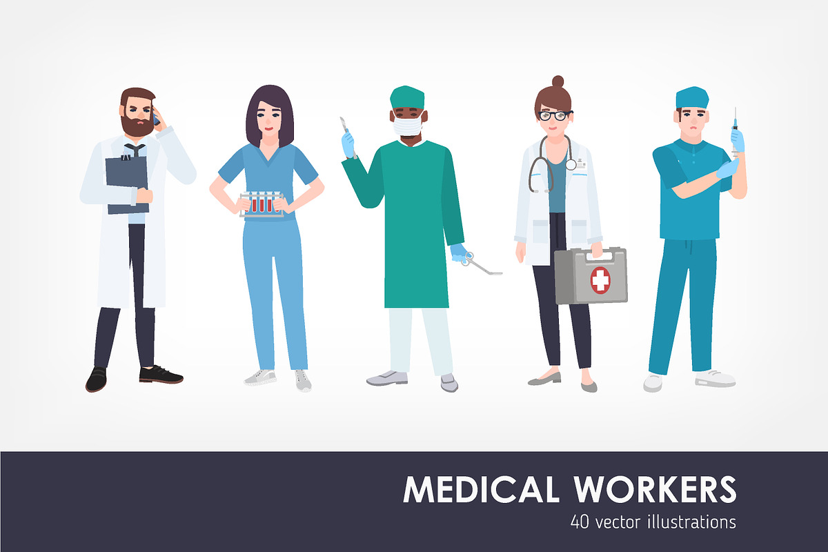 Medical workers, doctors set in Illustrations - product preview 8