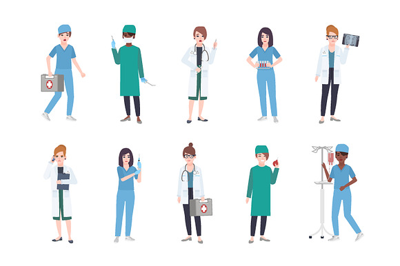 Medical workers, doctors set in Illustrations - product preview 3