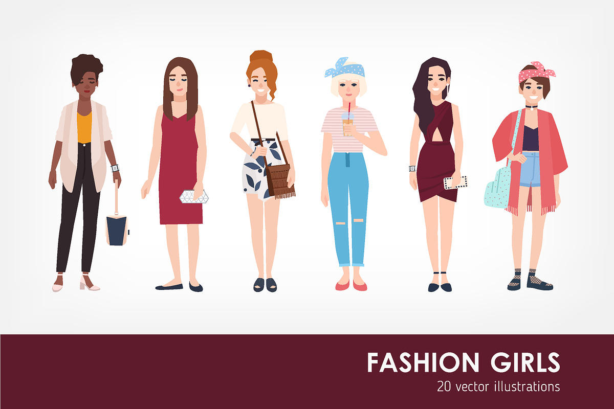Fashion girls set in Illustrations - product preview 8