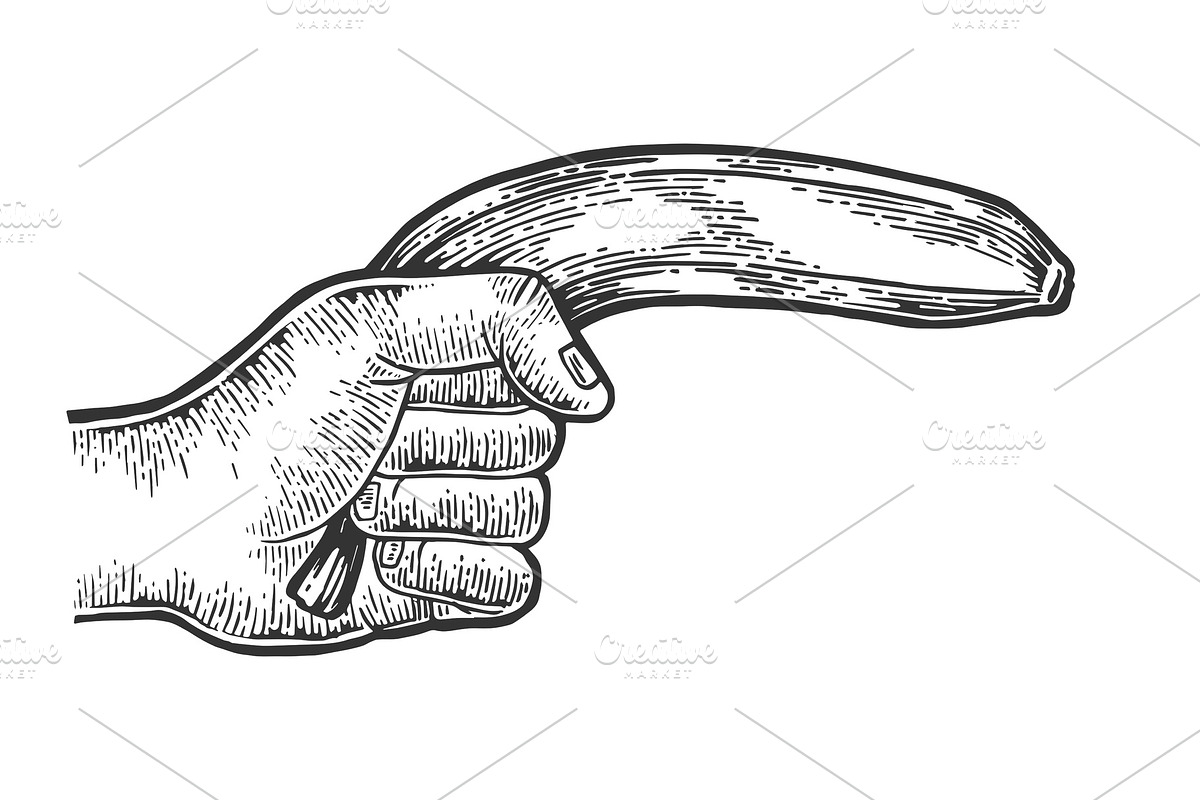Hand aiming banana as pistol vector in Illustrations - product preview 8