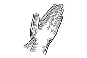 Prayer hands gesture engraving