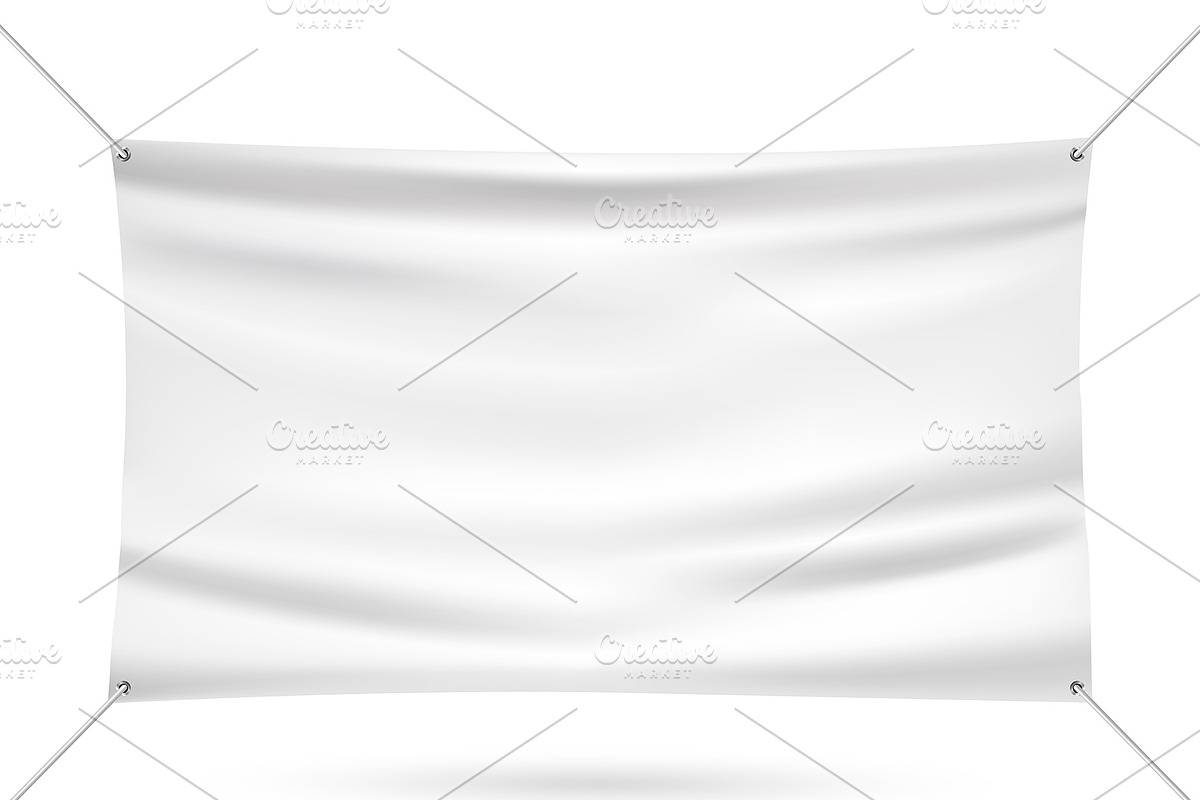 White mock up vinyl banner in Illustrations - product preview 8