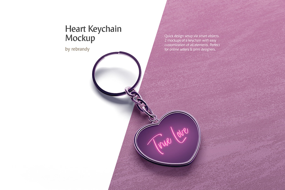 Heart Keychain Mockup in Product Mockups - product preview 8