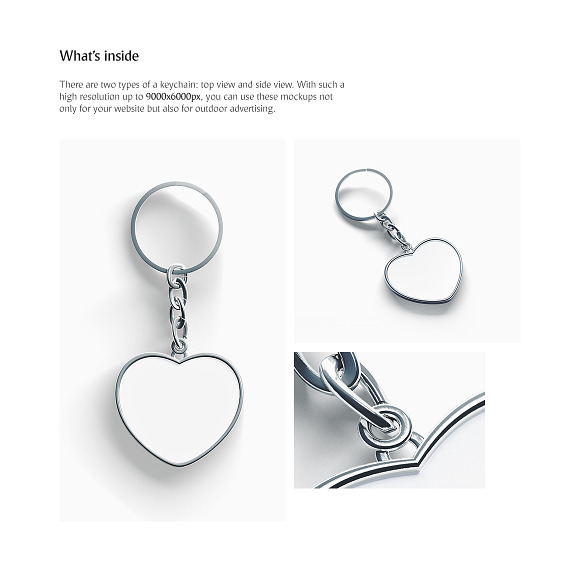 Heart Keychain Mockup in Product Mockups - product preview 1