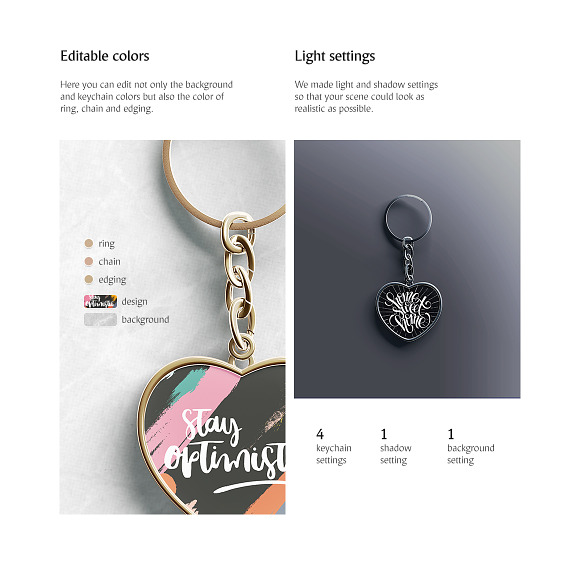 Heart Keychain Mockup in Product Mockups - product preview 2