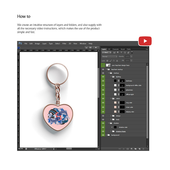 Heart Keychain Mockup in Product Mockups - product preview 3