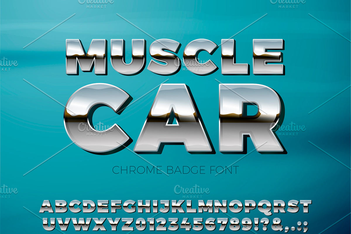 Muscle Car Chrome letters in Icons - product preview 8