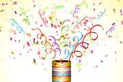 Colorful Party Popper With Confetti.