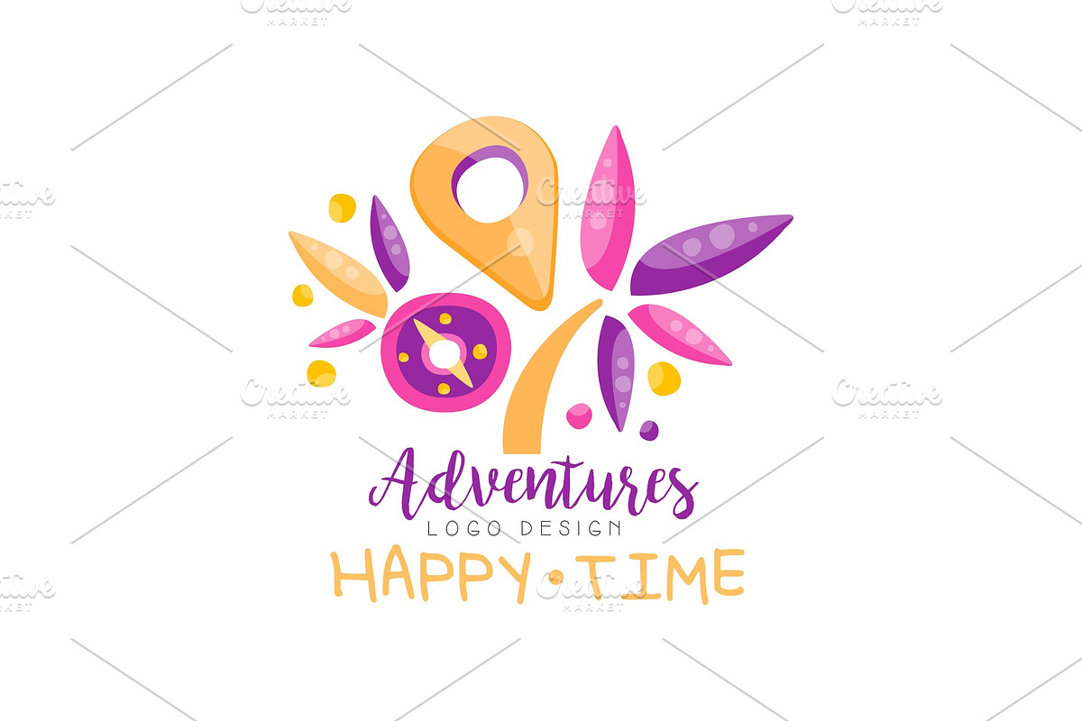Adventures, happy time, logo design in Objects - product preview 8