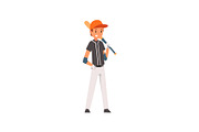 Baseball Player with Bat on His