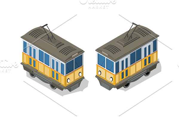 Isometric tram metro urban