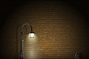 Vintage Streetlamp On Brick Wall