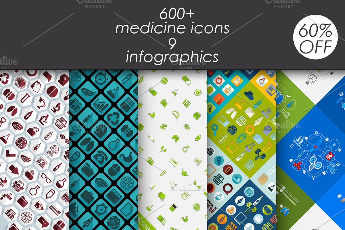 Medicine: 600+ icons. 9 infographic in Infographic Icons - product preview 8