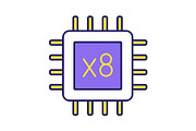 Octa core processor color icon