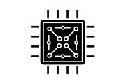 Processor with circuits glyph icon