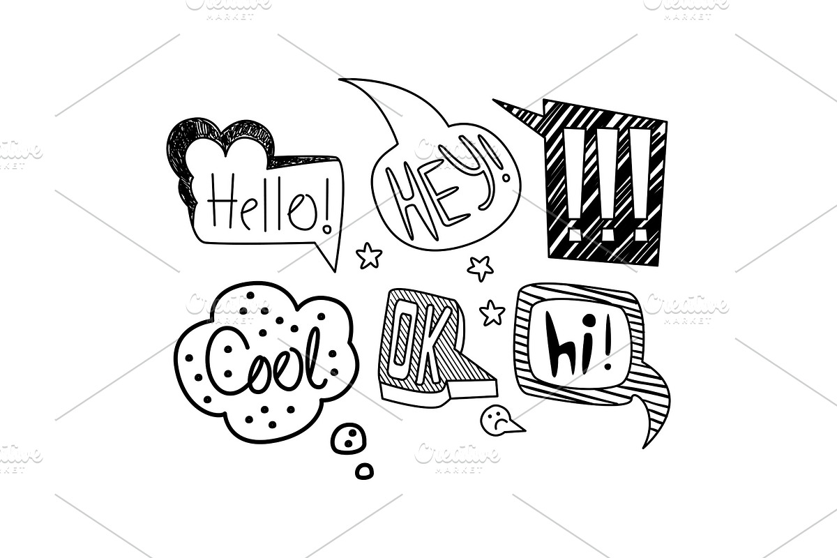 Vector set of hand drawn speech in Objects - product preview 8