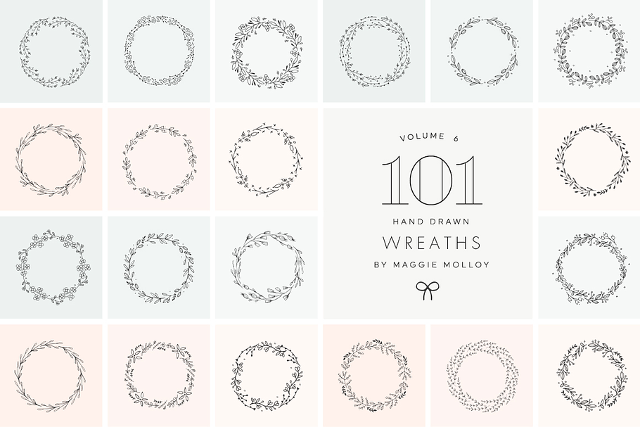 PNG 101 Hand Drawn Wreaths Elements in Illustrations - product preview 8
