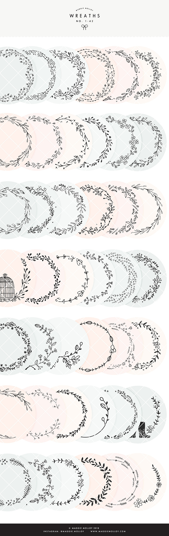 PNG 101 Hand Drawn Wreaths Elements in Illustrations - product preview 1