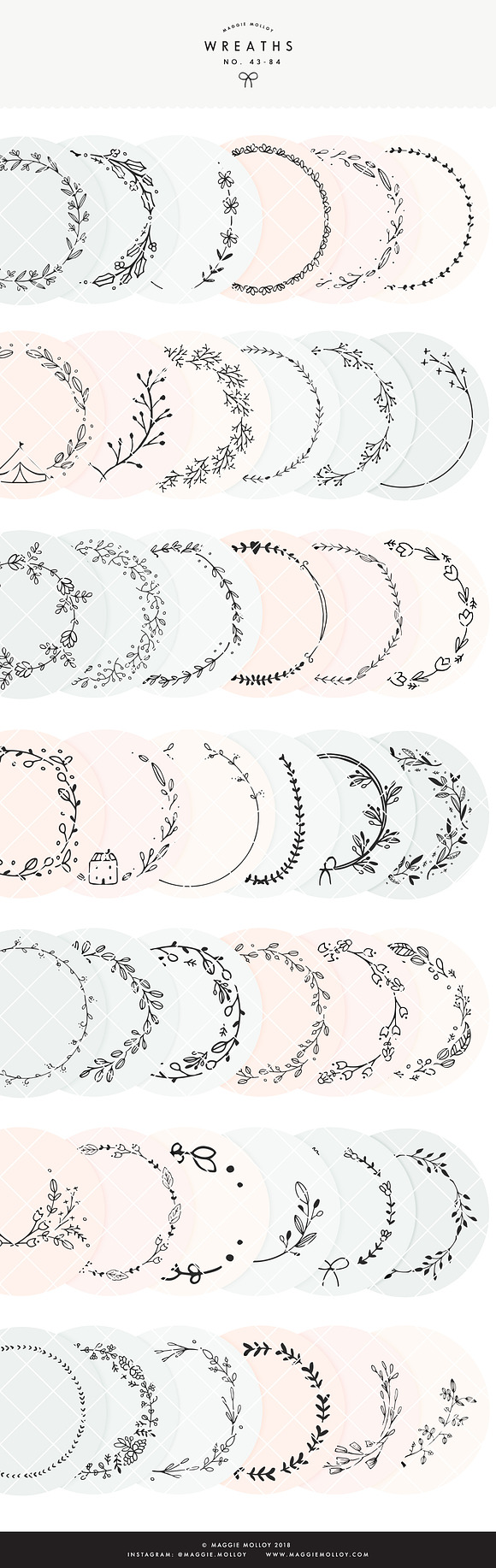 PNG 101 Hand Drawn Wreaths Elements in Illustrations - product preview 2