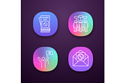 Protest action app icons set
