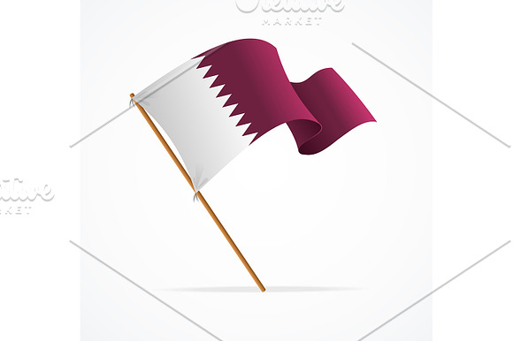 Realistic 3d  Qatar Flag Banner Set in Objects - product preview 2