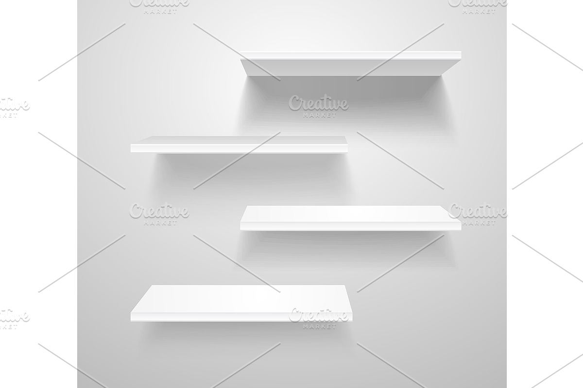 White Blank Shelves Template Mockup  in Objects - product preview 8