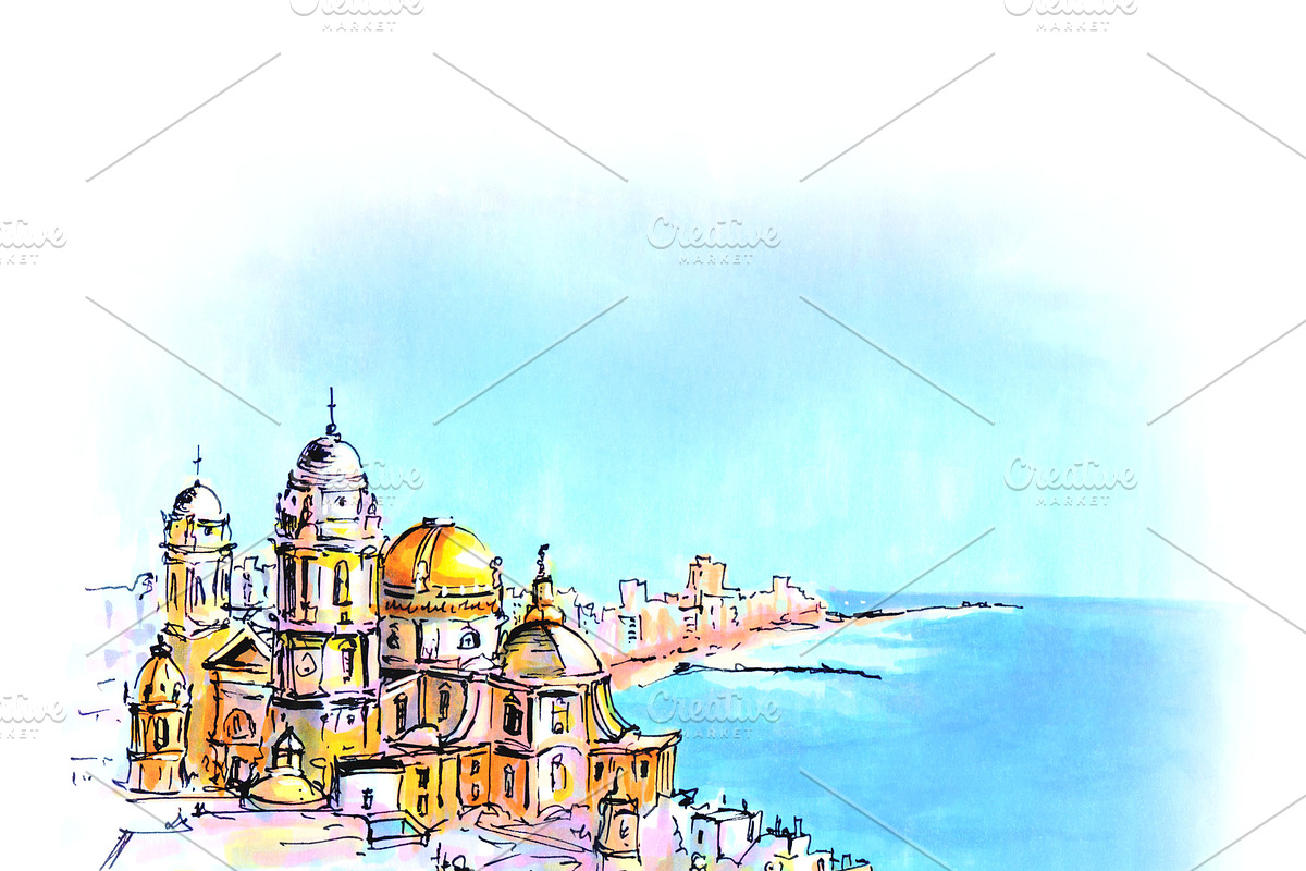 Cathedral in Cadiz, Andalusia, Spain in Illustrations - product preview 8