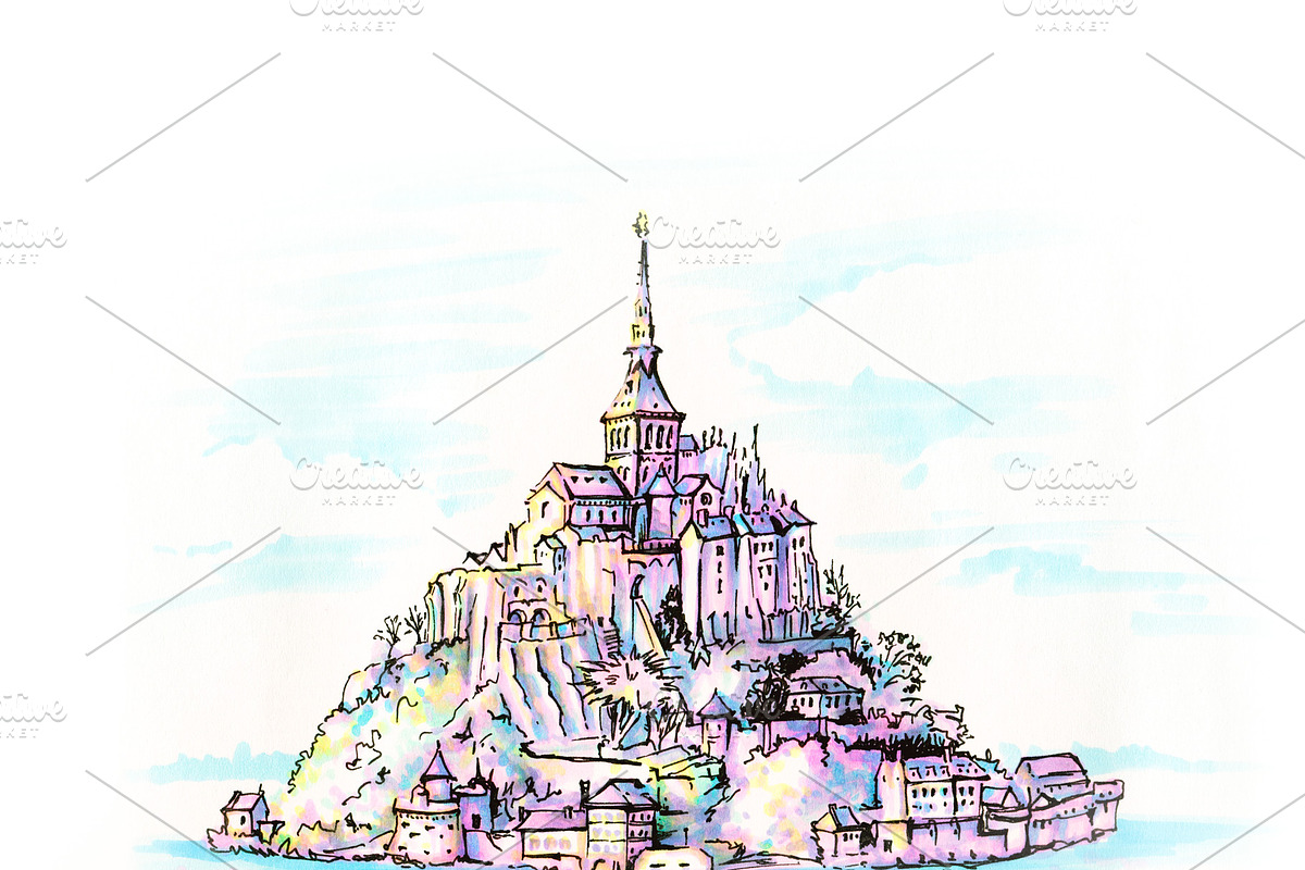 Mont Saint-Michel, Brittany, France in Illustrations - product preview 8