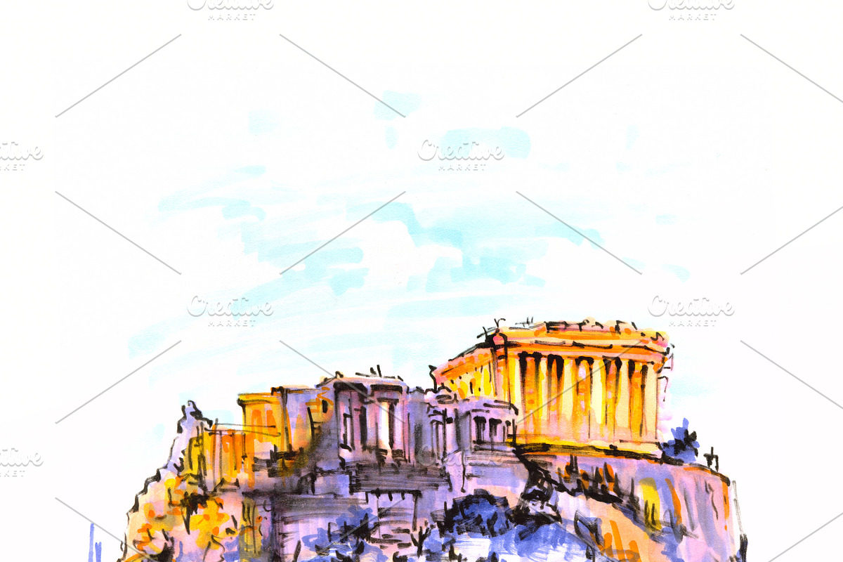 Acropolis Hill and Parthenon in in Illustrations - product preview 8