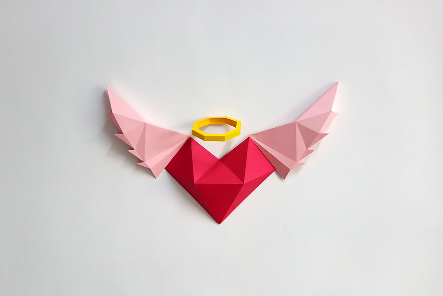 DIY Angel Heart - 3d papercraft in Templates - product preview 8