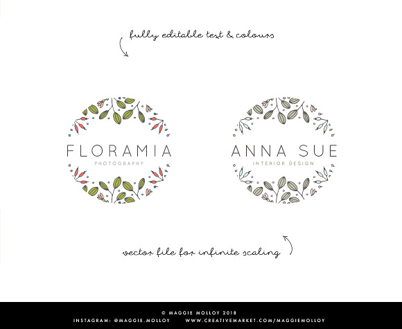 Floral Handdrawn Border Logo EPS PSD in Logo Templates - product preview 2