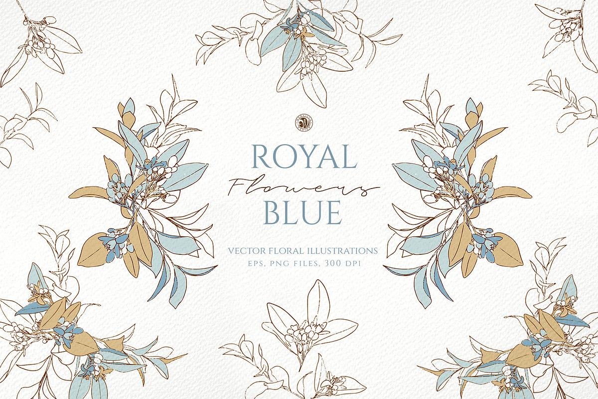 Royal Blue Flowers in Illustrations - product preview 8