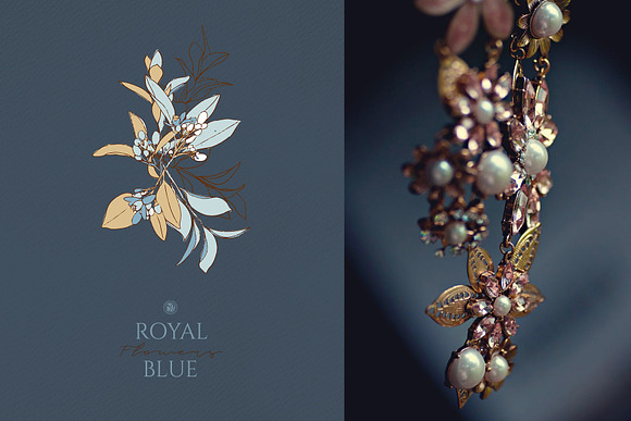 Royal Blue Flowers in Illustrations - product preview 2