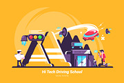 Driving School - Vector Illustration