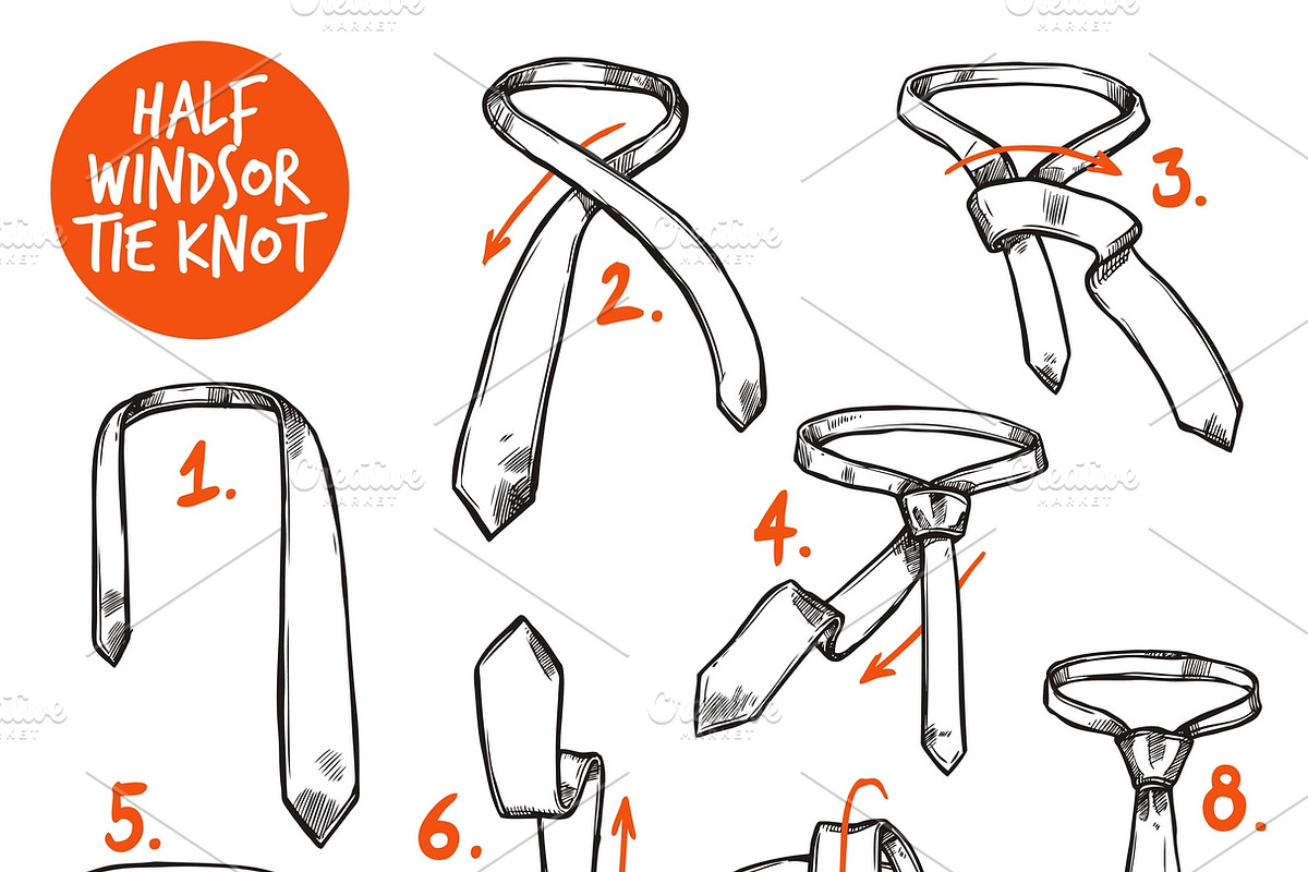 Tie knot sketch in Illustrations - product preview 8