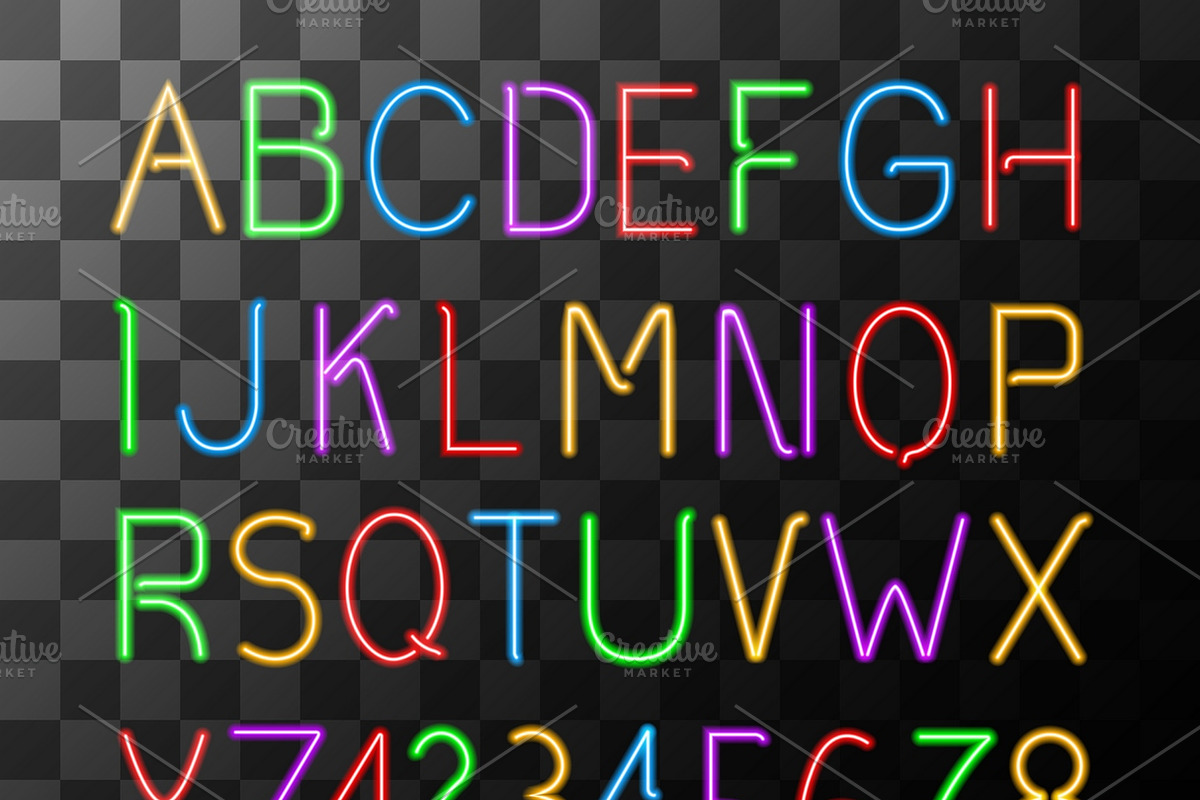 Neon alphabet set in Icons - product preview 8
