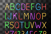Neon alphabet set