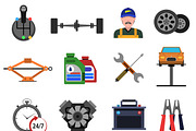 Car service icons flat set
