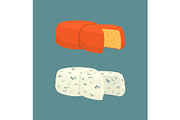 Hard Cheese Variety Icons Set Vector