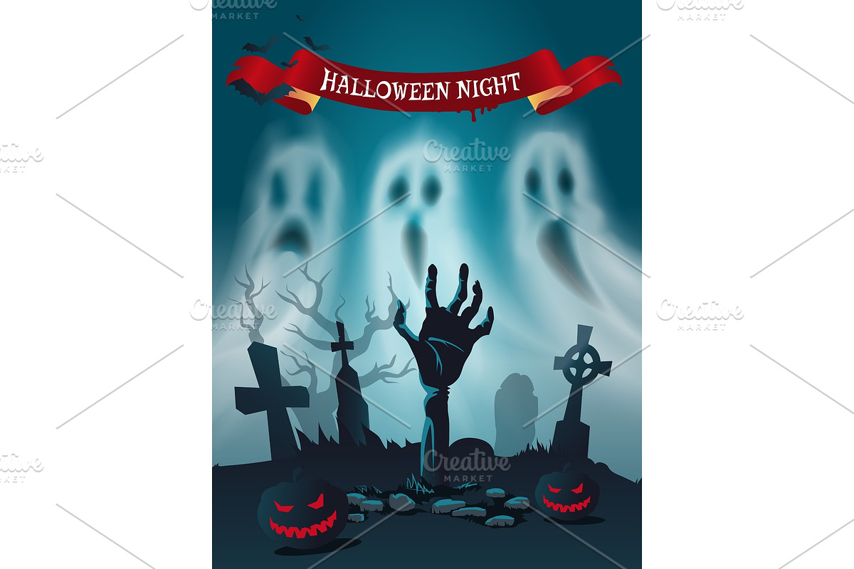 Happy Halloween Scary Cemetery in Illustrations - product preview 8