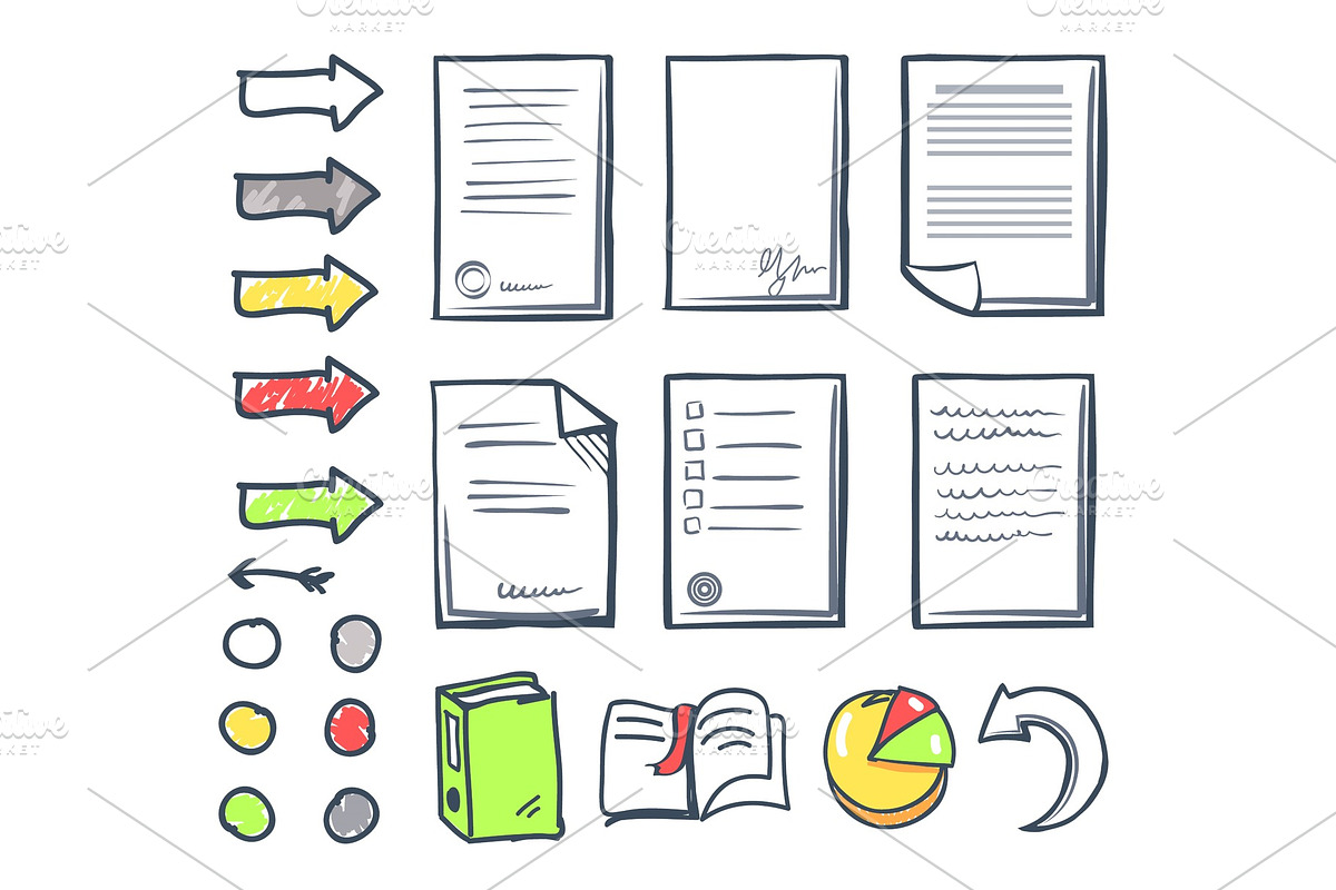 Office Paper and Arrows Isolated in Illustrations - product preview 8